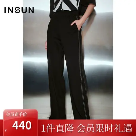 恩裳COVER2023夏装新款三醋酸针织裤子弹力舒适拖地裤挺括休闲裤商品大图