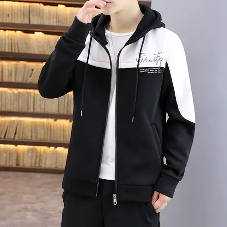 春秋季时尚外套男新款连帽夹克衫帅气青年保暖学生宽松韩版外套潮商品大图