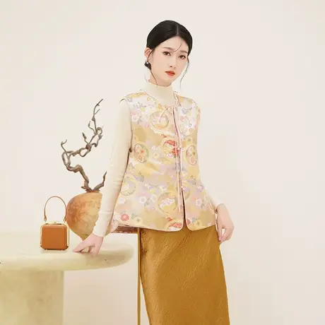 素飞新中式马甲织锦提花改良唐装上衣国风日常休闲背心秋冬SU4976商品大图
