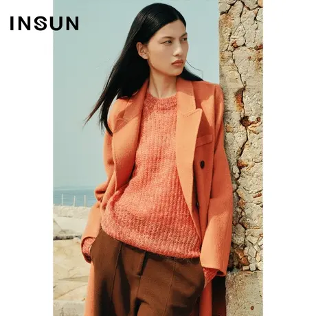 INSUN恩裳冬季羊毛双面呢骨感毛呢大衣商品大图