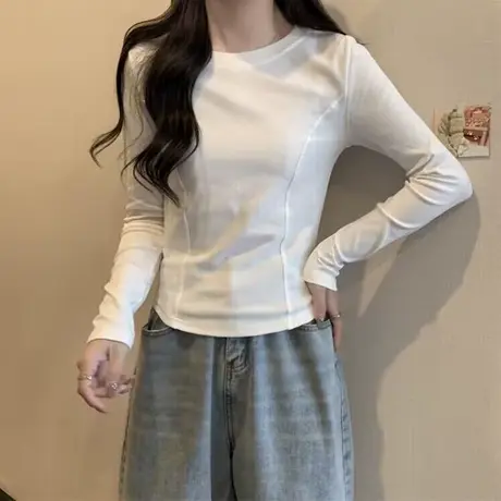 短款内搭修身小衫女秋冬德绒保暖磨毛长袖T恤小个子洋气减龄上衣商品大图