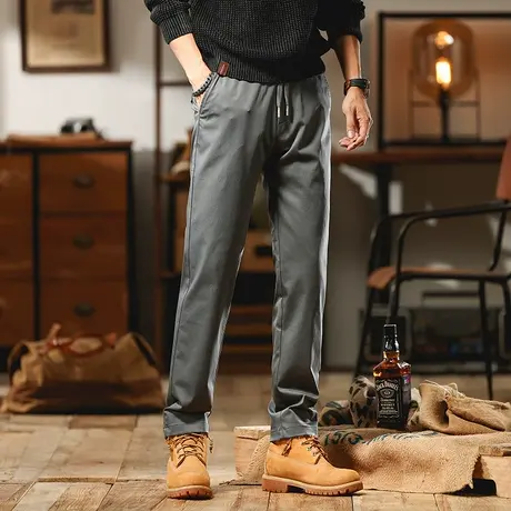 重磅水洗宽松工装裤绳多口袋裤子男款痞帅潮男裤子时尚休闲裤子商品大图