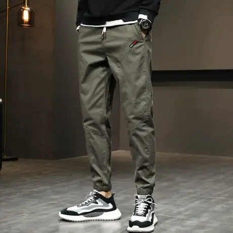 男士长裤子男裤2023新款束脚工装运动休闲裤冬季加绒加厚秋季外穿图片