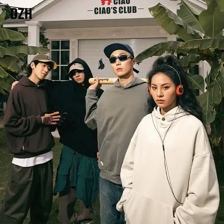 男士美式重磅卫衣男女同款连帽秋季潮牌高级感2024新款情侣装外套商品大图