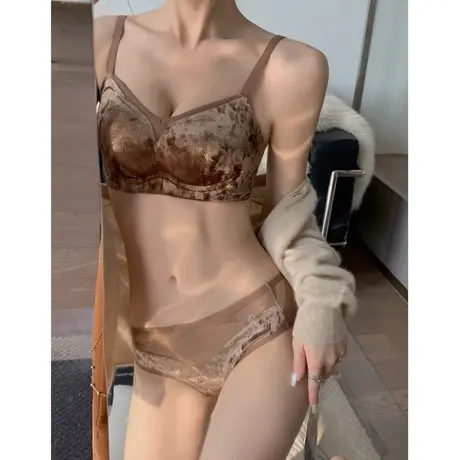 丝绒内衣女小胸聚拢调整型胸罩无痕舒适上托收副乳防下垂文胸套装商品大图