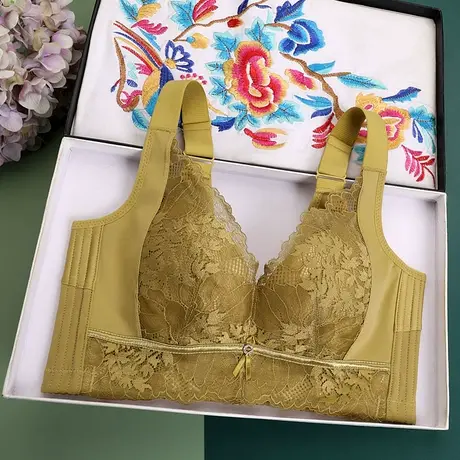 薄款内衣女大胸显小胸无钢圈聚拢矫正调整型文胸收副乳防下垂胸罩商品大图