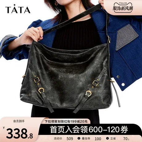 Tata他她黑骑士大容量包包女质感通勤托特包2023冬季新款X3157DX3商品大图