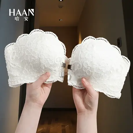 无肩带内衣女美背小胸聚拢显大防滑前扣文胸隐形抹胸胸罩加厚裹胸商品大图