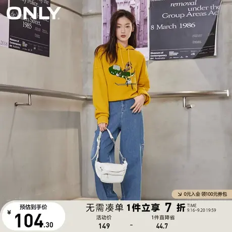 【买4免1】ONLY奥莱夏季短款抽绳连帽可爱印花时尚潮流卫衣女图片