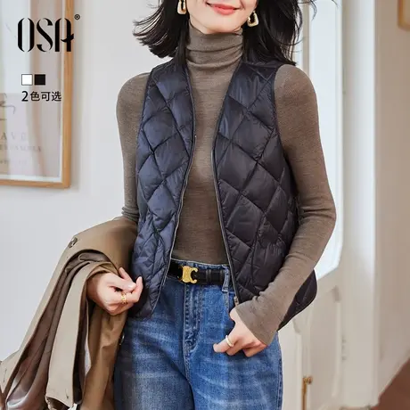 OSA欧莎短款鸭绒羽绒服马甲背心女秋冬季2023年新款轻薄内搭外套商品大图