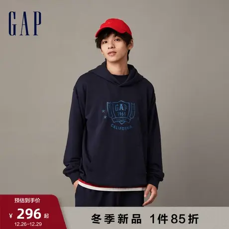 Gap男装春秋LOGO宽松廓形舒适套头运动卫衣高级休闲连帽衫841225商品大图