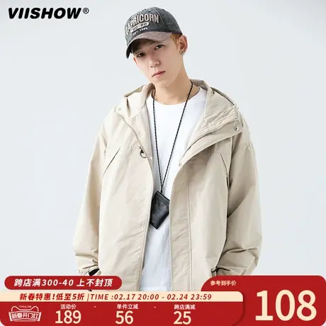 VIISHOW日系户外防泼水防风冲锋衣外套夹克男2024年春季潮牌工装商品大图