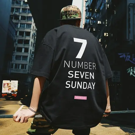 Nuthink美式高街潮牌字母短袖T恤男潮大码情侣半袖宽松上衣春季潮商品大图