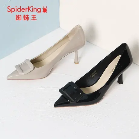 SPIDER KING/蜘蛛王高跟鞋2023秋季商场新款单鞋漆皮优雅通勤方扣图片