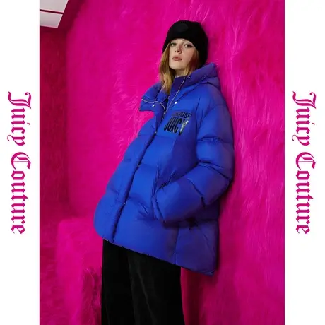 Juicy Couture橘滋女装新款上衣女克蓝茵蓝便携超轻印花羽绒外套图片
