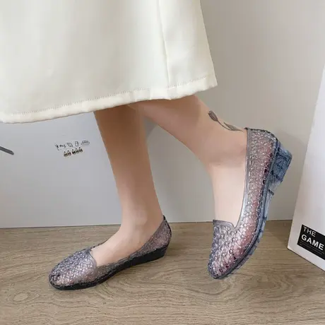 拖鞋女外穿夏时尚新款透明凉拖鞋外出女款防水鞋防滑水晶鞋沙滩鞋商品大图