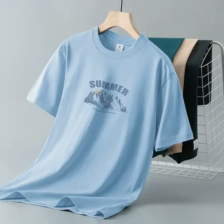 重磅美式纯棉短袖t恤男夏季宽松圆领印花上衣服全棉半袖潮流百搭商品大图