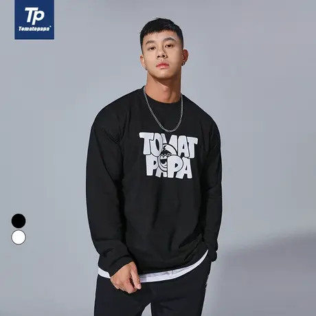 TOMATOPAPA秋季原创街头长袖T恤个性印花logo基础百搭圆领卫衣商品大图