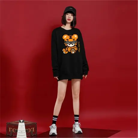 Ohlyah2023新年小老虎圆领卫衣女潮牌ins宽松慵懒风外套长袖上衣商品大图