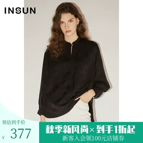 [新国风]恩裳COVER春秋季复古立领新中式提花气质通勤衬衫图片