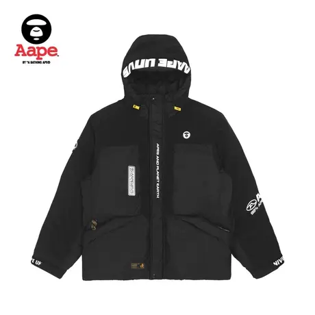Aape旗舰店男装秋冬字母印花连帽保暖面包羽绒服外套7553XXJ图片
