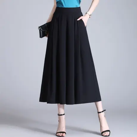 冰丝阔腿裤裙裤女夏季2023新款高腰大码宽松休闲裤垂感薄款八分裤图片