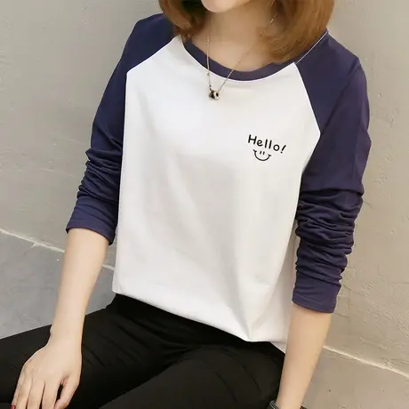 学生超火cec2022早春新款韩版宽松ins潮纯棉长袖t恤女薄款打底衫商品大图