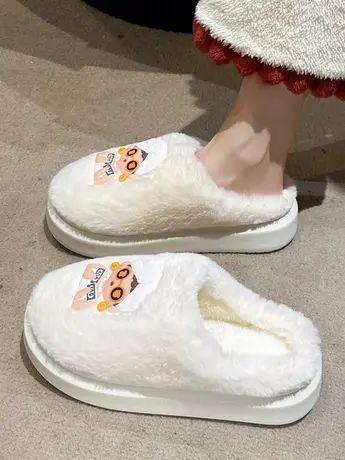 棉拖鞋女冬季2023新款家居加绒保暖毛毛鞋卡通少女包头软底棉拖鞋商品大图