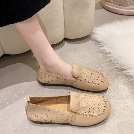 软底舒适一脚蹬透气防滑孕妇鞋平底不累脚森系女单鞋护士鞋妈妈鞋商品大图