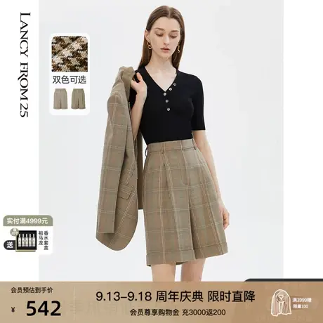 朗姿法式羊毛高腰短裤气质轻商务高级感通勤休闲裤秋季新款裤子女图片