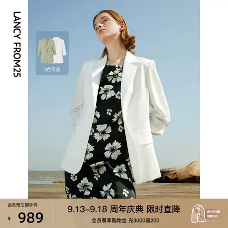 朗姿高级感气质修身中袖职业通勤西装外套2023年夏季新款西服上衣商品大图