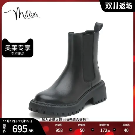 millie's/妙丽冬商场同款牛皮时尚烟筒女中靴20C02DZ2图片