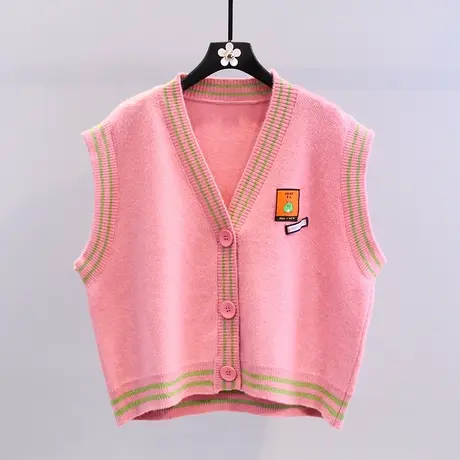 无袖针织马甲女秋装2023新款韩版宽松慵懒风外穿毛衣马夹背心外套图片