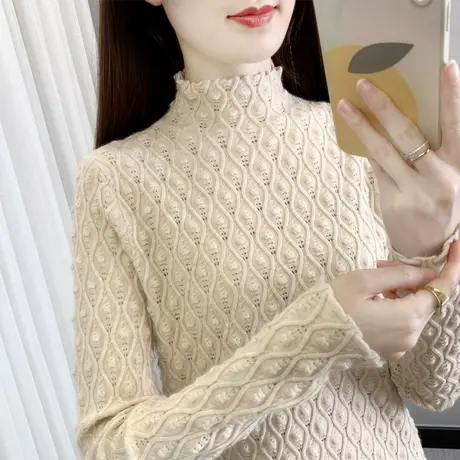 半高领毛衣打底衫女洋气秋冬新款长袖内搭上衣百搭短款中领针织衫商品大图