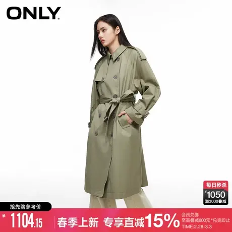 ONLY夏季简约宽松翻领双排扣长袖中长款外套女|124136050商品大图
