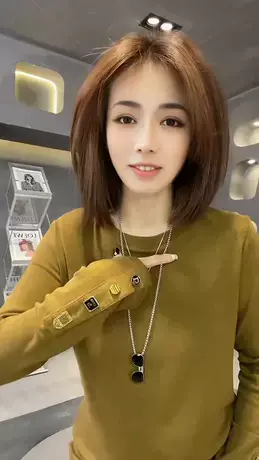 2023秋冬新款欧货T恤显瘦套头纽扣通勤上衣弹力打底衫女圆领长袖商品大图