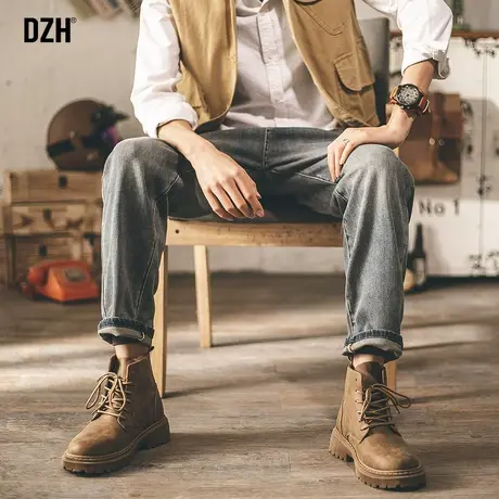 男士休闲美式复古牛仔裤男配马丁靴大码裤子宽松2023年秋季老爹裤商品大图