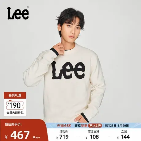 Lee商场同款舒适版圆领大Logo男毛衣休闲LMT0095454UX图片