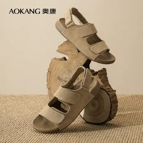 【门店发货】奥康女鞋春新品真皮透气防滑休闲舒适沙滩凉鞋图片