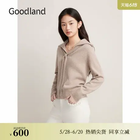 【绵羊毛+羊绒】Goodland美地秋季松弛感上衣翻领针织衫图片