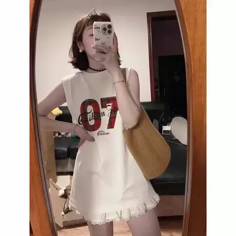 纯棉吊带运动坎肩背心无袖t恤女夏外穿高级感宽松篮球服挂脖上衣图片
