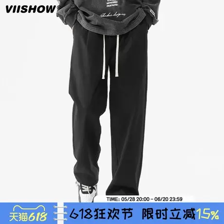 VIISHOW美式高街休闲裤男冬季新款抽绳直筒卫裤冬季男士运动裤商品大图