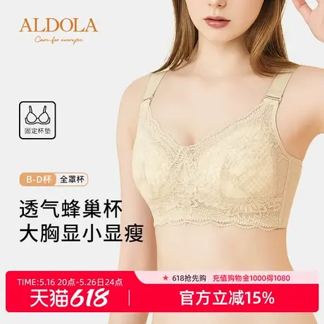 雅黛俪全罩杯内衣女大胸显小文胸蕾丝透气蜂巢杯收副乳防下垂夏季商品大图
