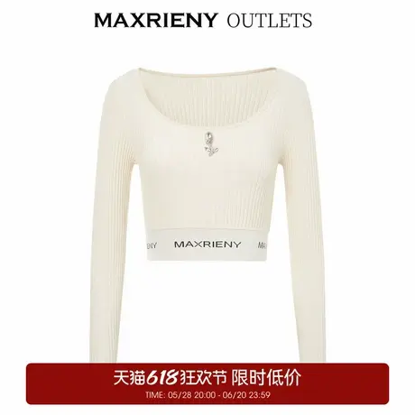 【奥莱】MAXRIENY提花logo针织衫秋装毛衫女上衣商品大图