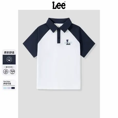 Lee童装儿童polo衫男童短袖t恤夏季潮酷上衣青少年藏蓝色时髦体恤商品大图