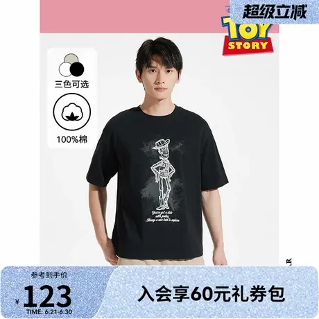 【玩具总动员系列】热风男士黑色短袖T恤2025夏新款印花情侣短T恤商品大图