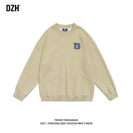 男士重磅卫衣男春秋季圆领美式长袖上衣宽松男装2023新款衣服百搭商品大图