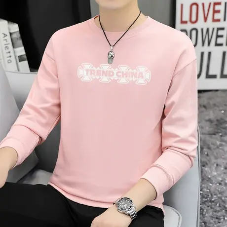 重磅纯棉卫衣男秋冬加绒加厚摇粒绒保暖圆领无帽上衣长袖中国潮流商品大图