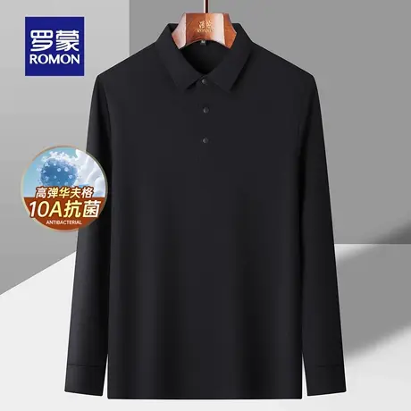 【华夫格】罗蒙男士经典时尚长袖POLO衫2025秋季新款百搭翻领T恤商品大图