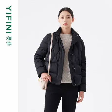 [专柜同款]Yifini/易菲白鸭绒保暖宽松短款羽绒服女冬装新款商品大图